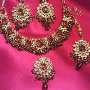 Kundan bridal set in dark brown and gold